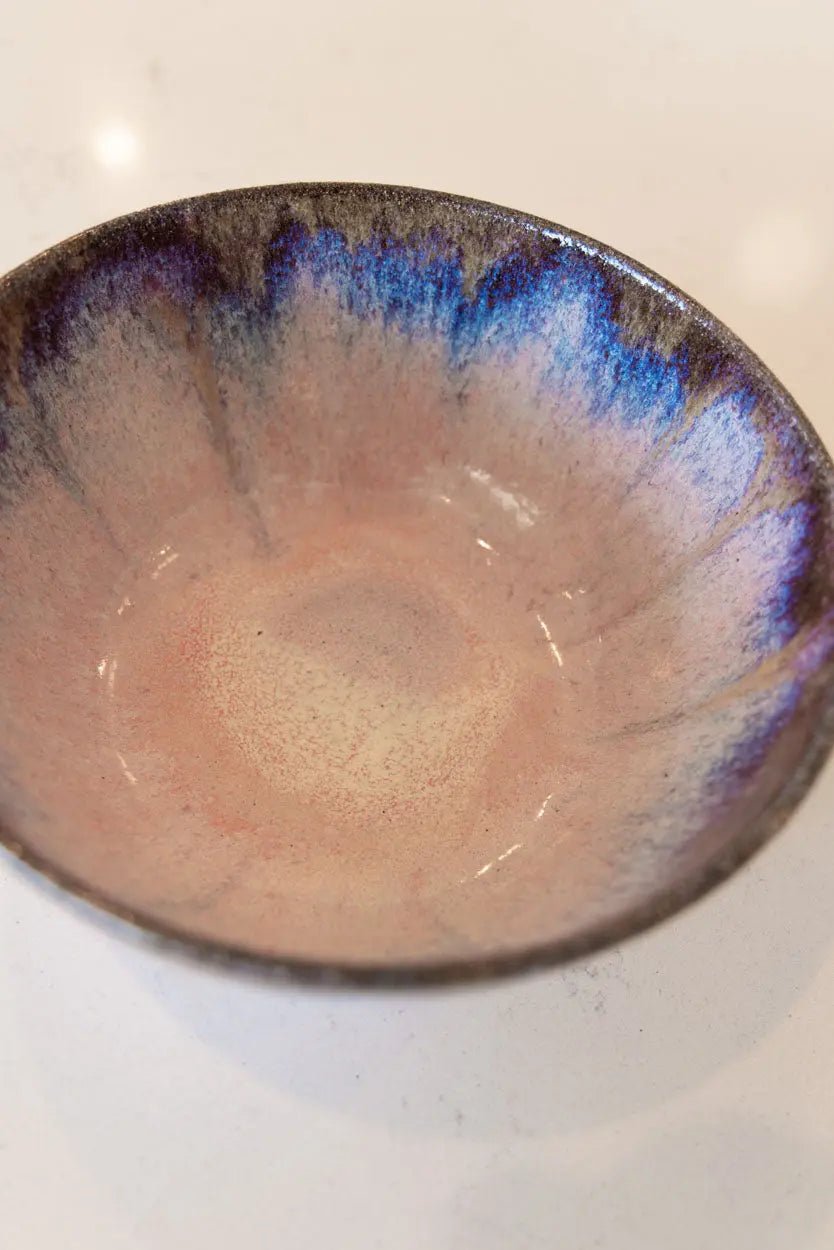 Large Decorative Bowl: Pinks, Browns, and Blues