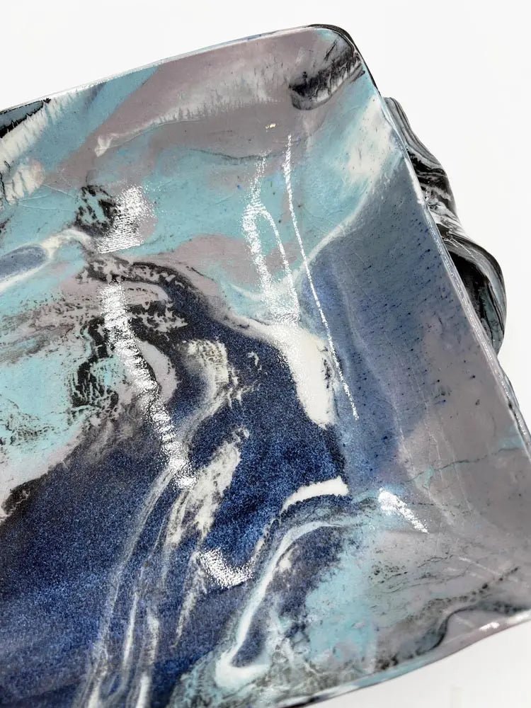 Small & Beautiful Baking/Serving Dish: Marbled Porcelain & Stoneware