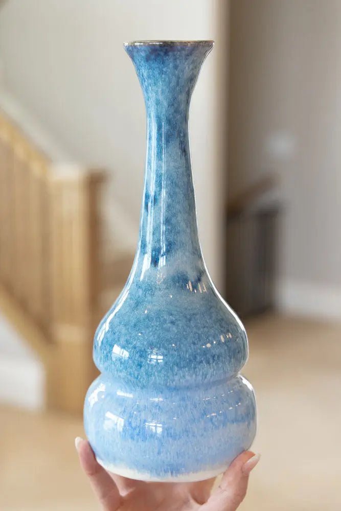 X-Tall/XL Decorative Vase - Cascading Blues & Creams