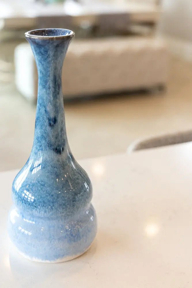 X-Tall/XL Decorative Vase - Cascading Blues & Creams