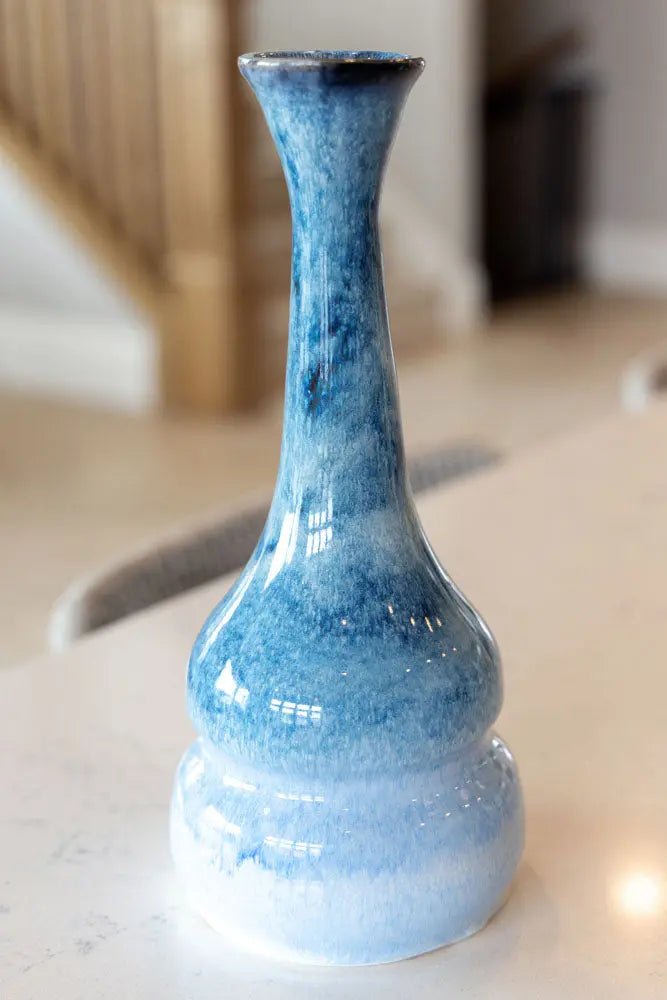 X-Tall/XL Decorative Vase - Cascading Blues & Creams