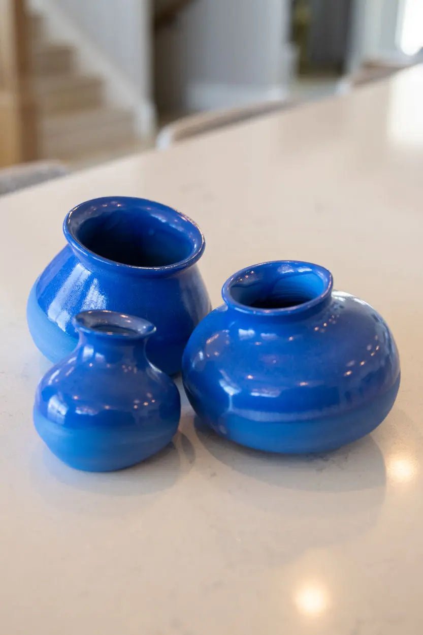 Decorative Small Pot Family: Blue Porcelain Represents Parents & Child