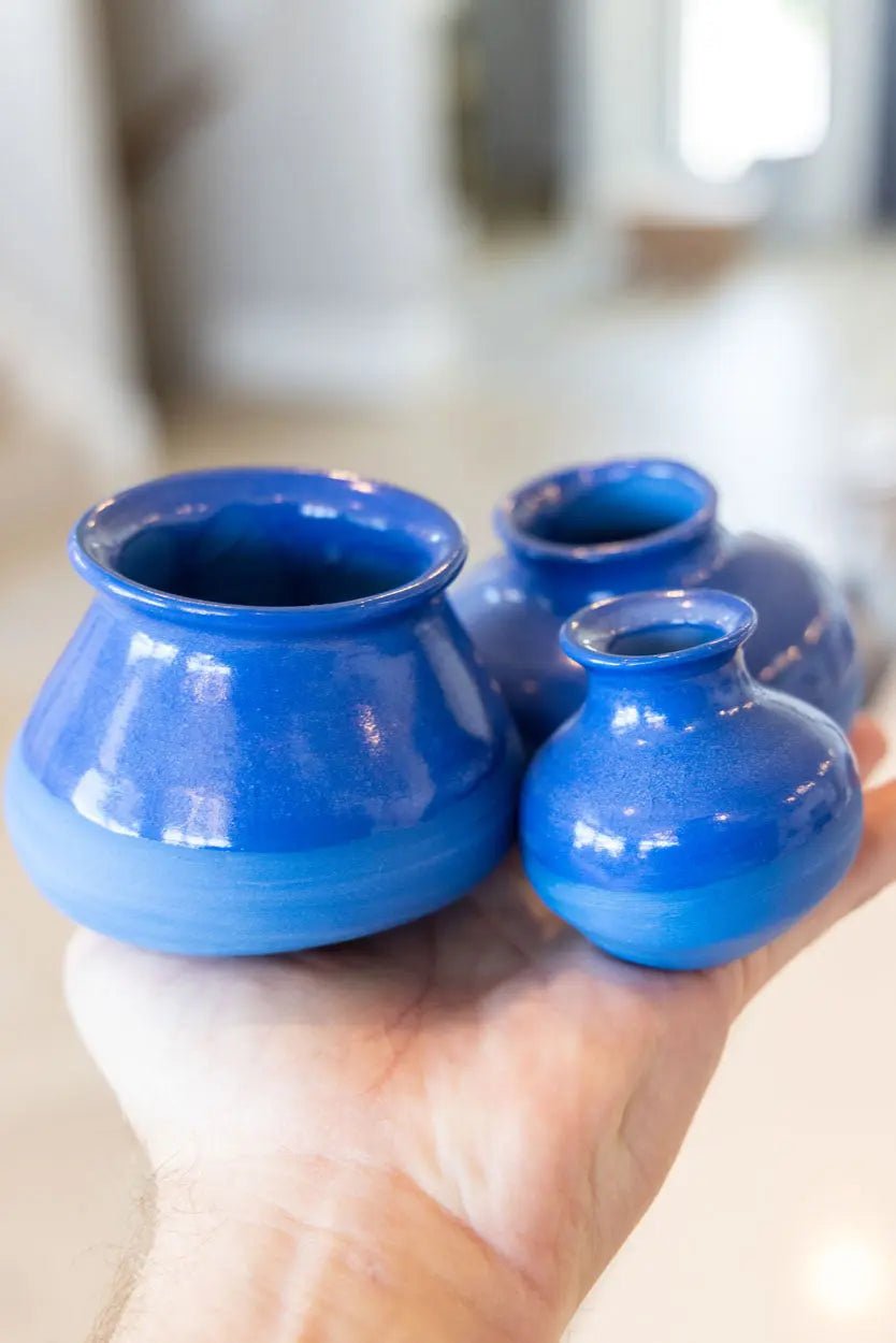 Decorative Small Pot Family: Blue Porcelain Represents Parents & Child