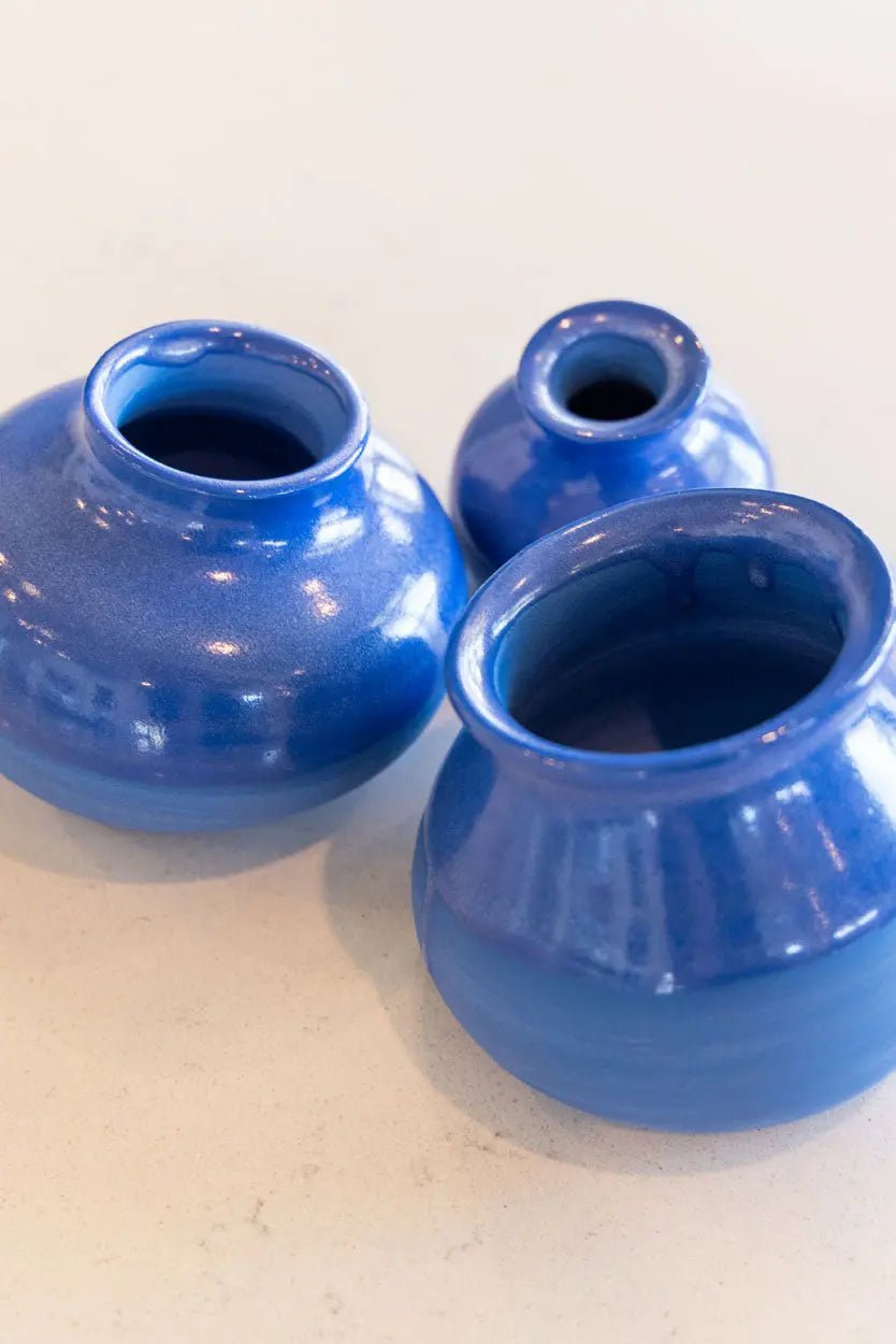 Decorative Small Pot Family: Blue Porcelain Represents Parents & Child