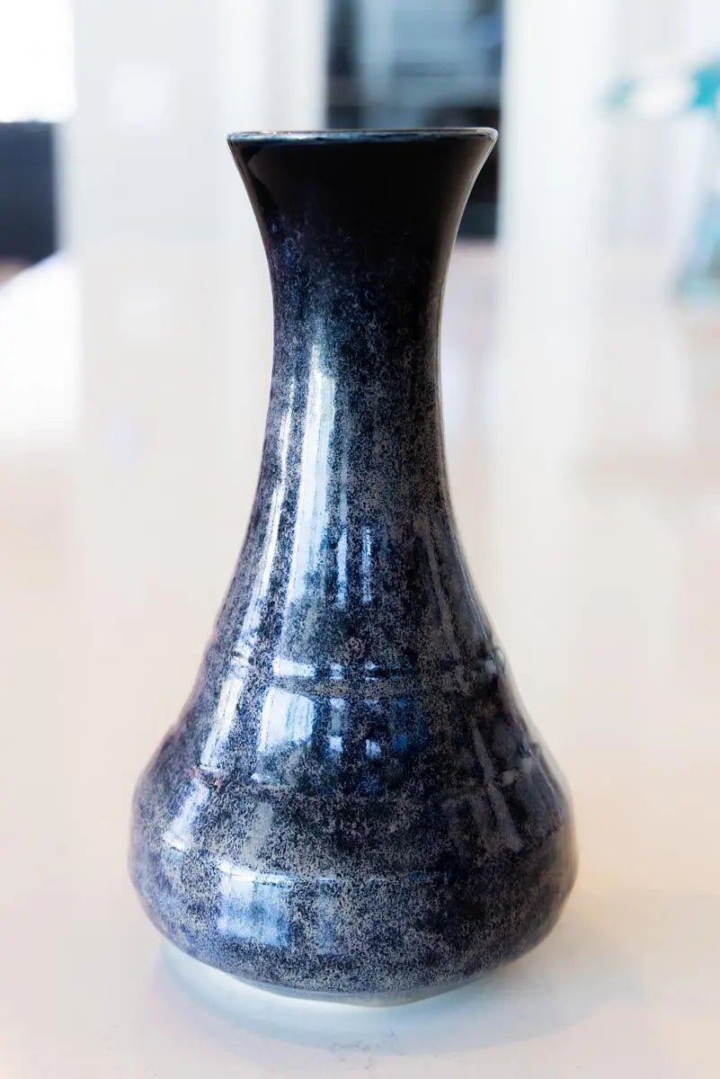 Large Decorative Porcelain Pot (Blacks & Textured Wine)