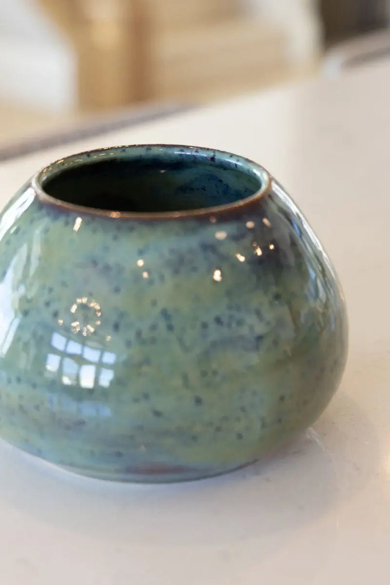 Large Decorative Pot - Midnight Blues & Sage Greens (Premium)