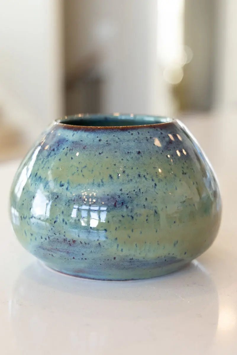 Large Decorative Pot - Midnight Blues & Sage Greens (Premium)