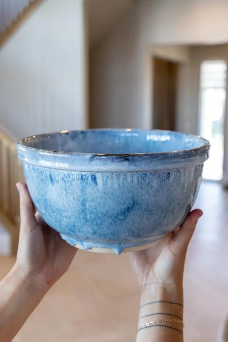 Large Stoneware Serving Bowl (Blue Waves)
