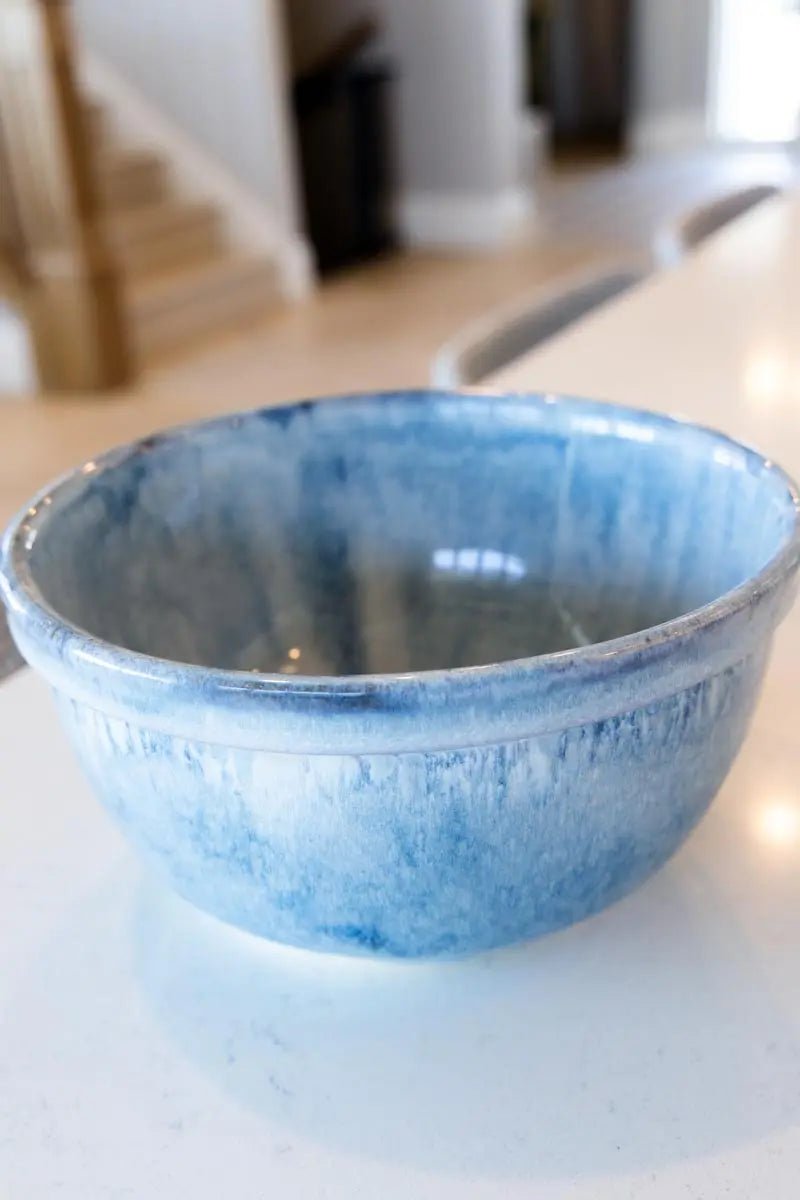 Large Stoneware Serving Bowl (Blue Waves)